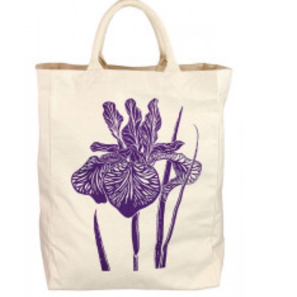 Canvas Tote with Purple Iris Floral Print